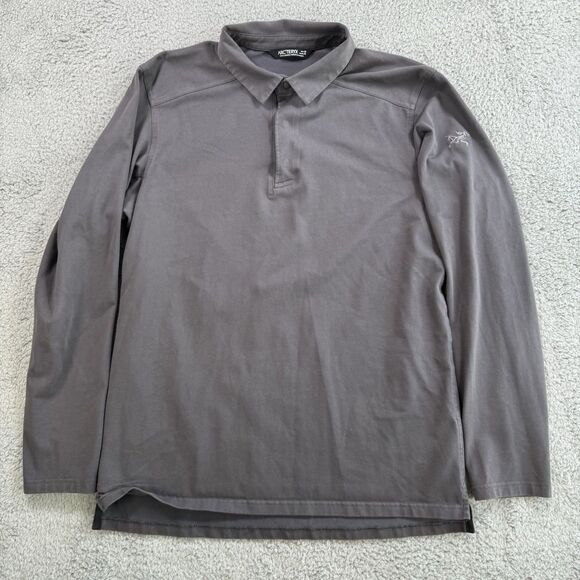 Arcteryx Shirt Mens Large Grey Polo Captive Long Sleeve Performance Stretch - Picture 1 of 10